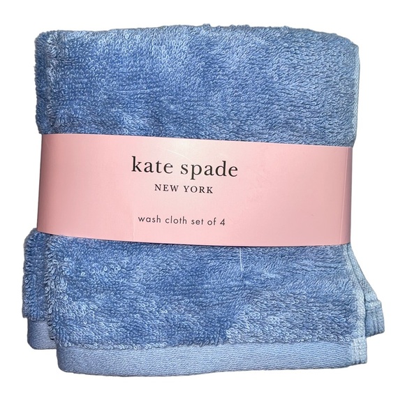 Kate Spade Washcloths Dusty Blue Set of 4 NWT - Picture 1 of 8